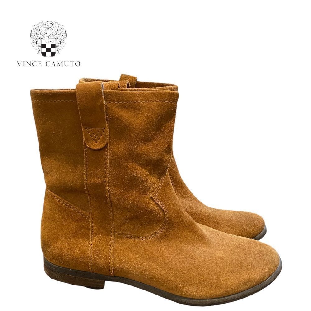 Vince Camuto Women's Fanti Tan Suede Leather Ankle Boots Booties 8.5